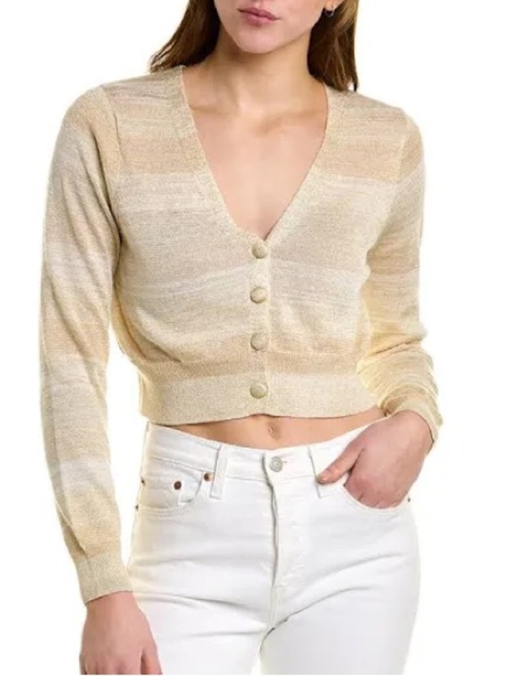 LoveShackFancy Asteria Cropped Cardigan in Wheatfield - Picture 2 of 8